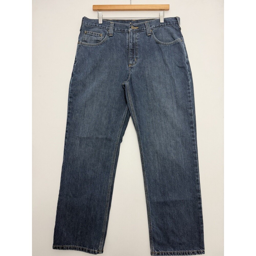 Carhartt Holter Jeans Mens 34x30 Blue Wash Relaxed Fit Straight Leg 101483-968